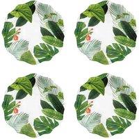 Purely Home Amazon Floral Melamine Dinner Plates - Set Of 4, Green