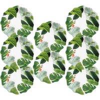 Purely Home Amazon Floral Melamine Dinner Plates - Set Of 8, Green