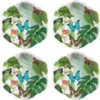 Purely Home Amazon Floral Melamine Side Plates - Set Of 4, Green