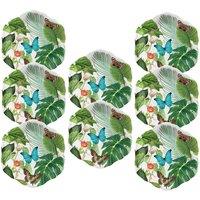 Purely Home Amazon Floral Melamine Side Plates - Set Of 8, Green