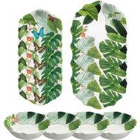 Purely Home Amazon Floral 12 Piece Melamine Dinnerware Set, Green