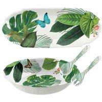 Purely Home Amazon Floral Melamine Salad Serving & Appetiser Platter Set, Green