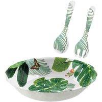 Purely Home Amazon Floral Melamine Salad Serving Set, Green