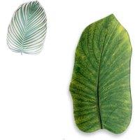 Purely Home Amazon Floral 2 Piece Melamine Leaf Green Platter & Small Leaf Platter Set, Green