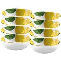 Purely Home Lemon Fresh Melamine Low Bowls - Set Of 8, Yellow