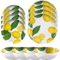 Purely Home Lemon Fresh 12 Piece Melamine Dinnerware