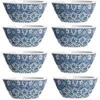 Purely Home Atlantic Blue Melamine Low Bowls - Set Of 8, Blue