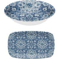 Purely Home Atlantic Blue Melamine Platter & Salad Bowl Serving Set, Blue