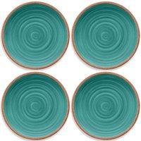 Purely Home Rustic Swirl Turquoise Melamine Dinner Plates - Set Of 4