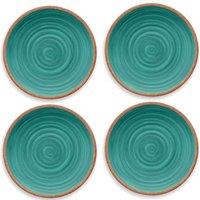 Purely Home Rustic Swirl Turquoise Melamine Side Salad Plates - Set Of 4, Blue