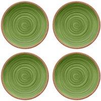 Purely Home Rustic Swirl Green Melamine Dinner Plates Set