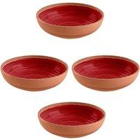 Purely Home Rustic Swirl Red Melamine Low Bowls - Set Of 4, Red