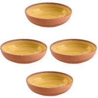 Purely Home Rustic Swirl Yellow Melamine Low Bowls - Set Of 4, Yellow