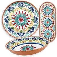Purely Home Rio Medallion Oval Serving Bowl Oval Platter & Round Platter, Multi