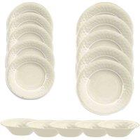 Purely Home Crackle Cream Melamine 15 Piece Outdoor Dinnerware Set For 5, Cream