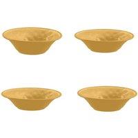 Purely Home Crackle Gold Melamine Low Bowls - Set Of 4, Yellow