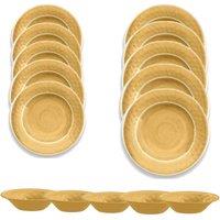 Purely Home Crackle Gold Melamine 15 Piece Outdoor Dinnerware Set For 5, Yellow