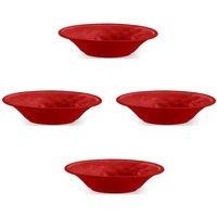 Purely Home Crackle Red Melamine Low Bowls - Set Of 4, Red
