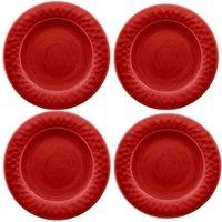Purely Home Crackle Red Melamine Side Plates - Set Of 4, Red
