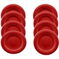 Purely Home Crackle Red Melamine Side Plates - Set Of 8, Red