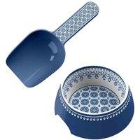 Purely Home Moroccan Indigo Medium Bowl & Two Cup Scoop, Blue