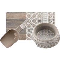 Purely Home Moroccan Wood Melamine Medium Bowl Placemat With Scoop Set, Brown