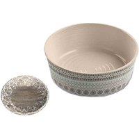 Purely Home Moroccan Wood Melamine Single Walled Bowl & Saucer Set, Brown