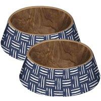 Purely Home Indigo Oasis Pet Bowl Medium Set Of 2, Blue
