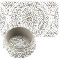 Purely Home Boho Taupe Medium Bowl & Placemat Set, Brown