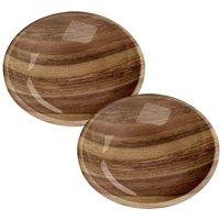 Purely Home Acacia Wood Saucer Set Of 2, Brown