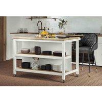 Molly and Milo London Kitchen Island white Open With Breakfast Bar, White