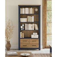 Molly and Milo London Azure Essence Creations - Large Open Bookcase With Drawers, Blue