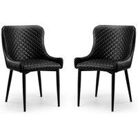 Julian Bowen Set Of 2 Luxe Faux Leather Dining Chairs Black, Black