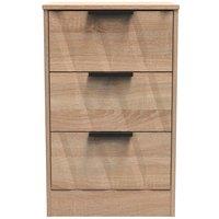 Welcome Furniture Ready Assembled Las Vegas 3 Drawer Bedside Cabinet In Bardolino Oak, Brown