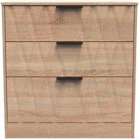 Welcome Furniture Ready Assembled Las Vegas 3 Drawer Deep Chest In Bardolino Oak, Brown