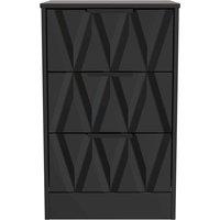 Welcome Furniture Ready Assembled Las Vegas 3 Drawer Bedside Cabinet In Deep Black & Black Matt, Black