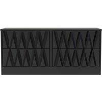 Welcome Furniture Ready Assembled Las Vegas 4 Drawer Bed Box In Deep Black & Black Matt, Black