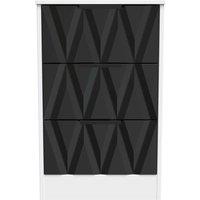 Welcome Furniture Ready Assembled Las Vegas 3 Drawer Bedside Cabinet In Deep Black & White, Black
