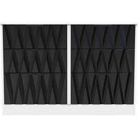 Welcome Furniture Ready Assembled Las Vegas 6 Drawer Midi Chest In Deep Black & White, Black