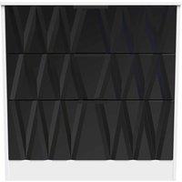 Welcome Furniture Ready Assembled Las Vegas 3 Drawer Deep Chest In Deep Black & White, Black