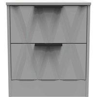 Welcome Furniture Ready Assembled Las Vegas 2 Drawer Bedside Cabinet In Dusk Grey, Grey