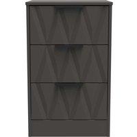Welcome Furniture Ready Assembled Las Vegas 3 Drawer Bedside Cabinet In Graphite, Grey