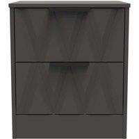 Welcome Furniture Ready Assembled Las Vegas 2 Drawer Bedside Cabinet In Graphite, Grey
