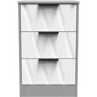Welcome Furniture Ready Assembled Las Vegas 3 Drawer Bedside Cabinet In White Matt & Dusk Grey, White