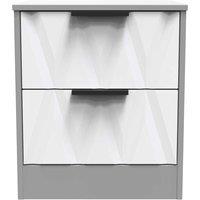 Welcome Furniture Ready Assembled Las Vegas 2 Drawer Bedside Cabinet In White Matt & Dusk Grey, White