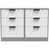 Welcome Furniture Ready Assembled Las Vegas 6 Drawer Midi Chest In White Matt & Dusk Grey, White