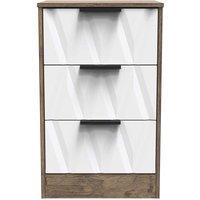Welcome Furniture Ready Assembled Las Vegas 3 Drawer Bedside Cabinet In White Matt & Vintage Oak, White