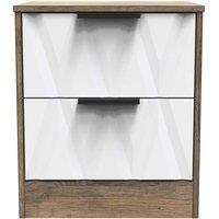 Welcome Furniture Ready Assembled Las Vegas 2 Drawer Bedside Cabinet In White Matt & Vintage Oak, White