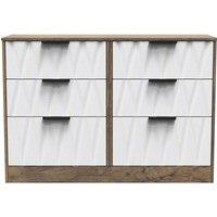 Welcome Furniture Ready Assembled Las Vegas 6 Drawer Midi Chest In White Matt & Vintage Oak, White