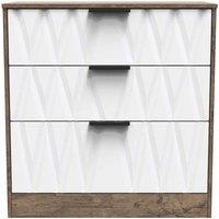Welcome Furniture Ready Assembled Las Vegas 3 Drawer Deep Chest In White Matt & Vintage Oak, White
